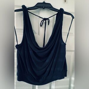 Free People Black Drape Neck Tank Top